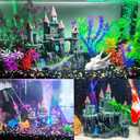 Aquarium Castle Decorations,Resin Castle for Fish Tank with Randomly Color Plants Decor Accessories for Freshwater and Saltwater Fish Tanks (Red)