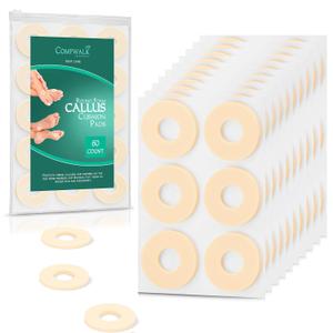 Callus Cushions Pads, 60-Count, Prevents Calluses, Corns, blisters and Mosquito Bites on feet from Pressure and Friction, Round Soft Foam, Beige Skin Color (Regular for Foot)