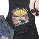 Country Roads Take Me Home Floral Tank Top for Women Hiking Mountain Sleeveless T Shirt Tees Camping Vest (Small, Dark Grey)