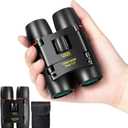 12X25 Mini Pocket Binoculars Compact, Small Lightweight Foldable for Adults Kids Bird Watching, Travel, Opera Concert, Hiking, Cruise, Football Game Green (Black)