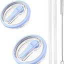 2 Pack 40 oz Tumbler Flip Straw Lid Replacement fit for HydroJug, Spill Proof Splash Resistant Tumbler Lids,Reusable Leak Proof Tumbler Cover for Cup Accessories (Light Blue)