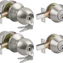 BESTTEN 2 Pack Keyed Same Exterior Door Knobs and Single Cylinder Deadbolts Combo Set, Keyed Alike Entry Door Knobs with Locks and Keys for Entrance and Front Door, Satin Nickel