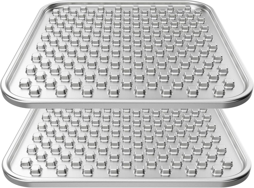 Double Layer Stainless Steel Lick Mat for Dogs & Cats, Chew-Proof & Non-Slip, Anxiety Relief, Whisker Friendly, Dishwasher-Safe Slow Feeder Pad[2Pack]