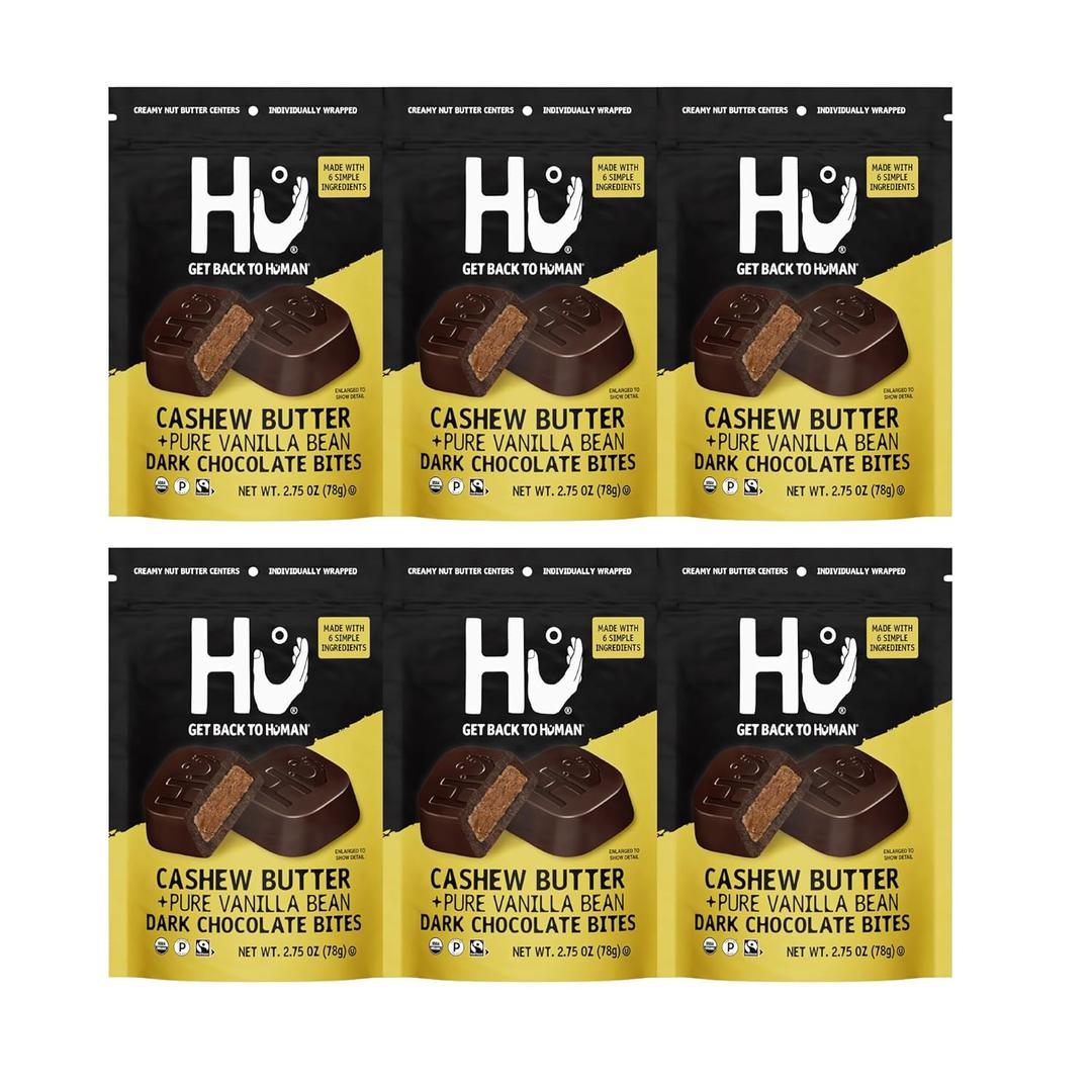 Hu Dark Chocolate Bites, Cashew Butter Vanilla Bean, 6 Pack (EXP 03/09/27)