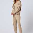 ANRABESS Women 2 Piece Lounge Sets 2025 Fall Outfits Casual Waffle Knit Cardigan Sweater Pant Set Travel Airport Clothes Khaki Small (S)