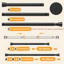 Tension Rods for Windows 28 to 48 Inch - Black Tension Curtain Rod | Spring Tension Rod, No Drill, Non Slip, Adjustable Curtain Rods