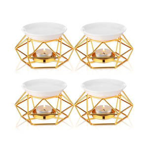 4 Pcs Romantic Essential Oil Burner Black Metal Wax Melt Bird Nest Style Tealight Wax Warmer Delicate Tealight Candle Holder Candle Tart Burne Home Wedding Decoration(Gold)