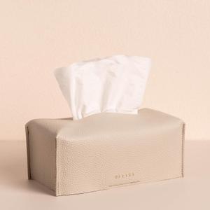 OLETHA Aesthetic Rectangle Tissue Box Cover, Medium Flat Box Tissues Holder Rectangular, Light Taupe (Fits Medium Flat Box (110-160 Sheets))