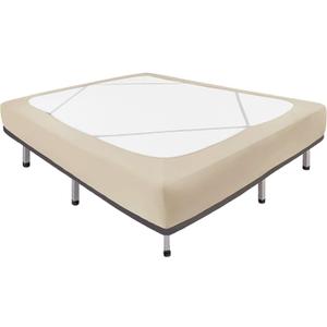 Biscaynebay Decorative Box Spring Cover King & Cal King Size, Light Camel Luxurious Jersey Knitting Stretchy Wrap Around 4 Sides Bed Skirt for Home/Hotels, Easy Fit Wrinkle Free Machine Washable
