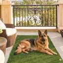 Ottomanson Artificial Turf Mat Natural 31" x 4', Realistic Grass for Balcony, Entryway & Pet Area, Indoor Outdoor Turf with Drainage Holes, UV Resistant