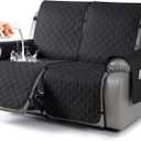 TAOCOCO 100% Waterproof Recliner Covers, Recliner Sofa Covers with Leg Straps, Reversible Recliner Couch Cover for Reclining Chair, Washable Couch Protector for Pets Kids(2 Seater, Black)
