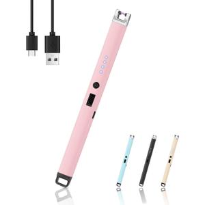 Candle Lighter, Flameless Windproof Electric Lighter with Safety Lock & LED Power Display, Arc Type C Rechargeable Lighters for Fireworks, BBQ, Camping, Gifts for Christmas, Thanksgiving, Halloween (Rose Gold)