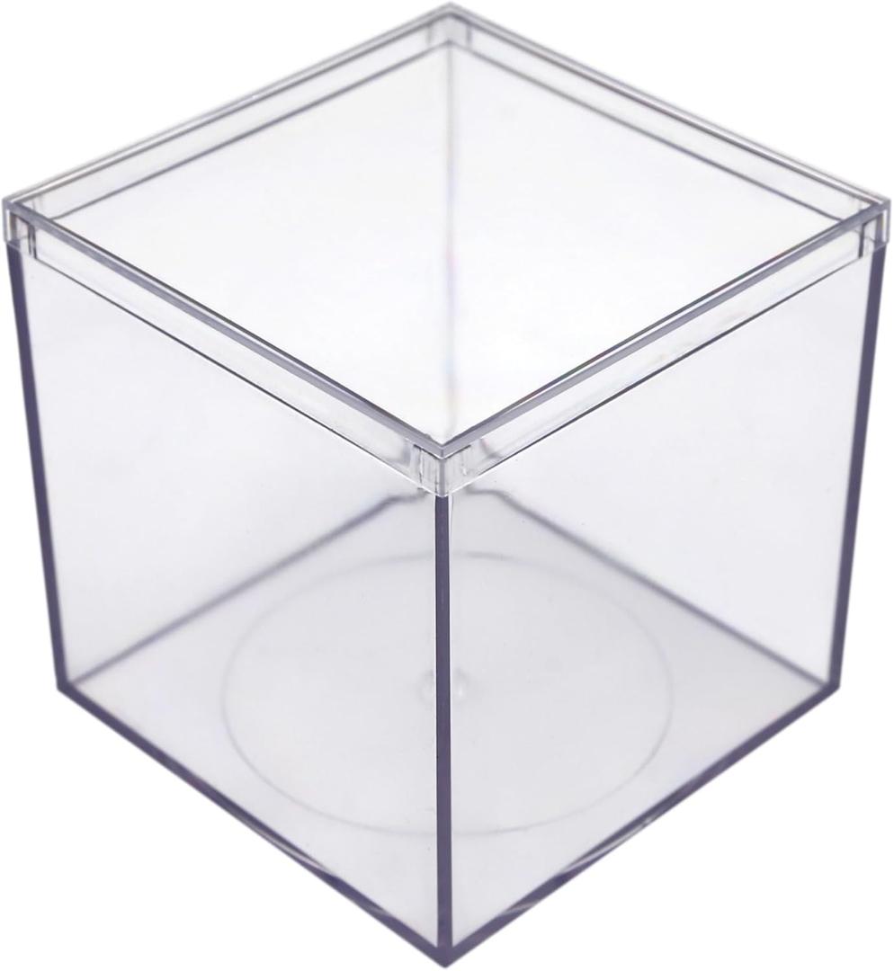 8 Pack Clear Acrylic Boxes with Lids – 4"L x 4"W x 4"H, Made in USA, Plastic Display Box for Candy, Party Favors, Gifts, Ornaments or Collectibles
