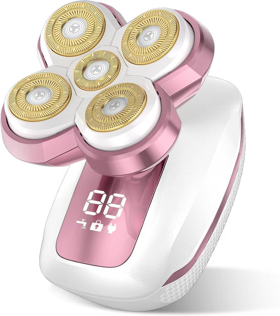 Electric Razor for Women with 5D Magnetic Blade, Women Shaver Waterproof Use, Hair Storage Design, Fast Type-C Charging & LED Power Display, Travel-Friendly (Pink)