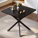 Unovivy 31.5" Small Square Dining Table for 2-4, Space Saving Kitchen Dinner Table, Industrial Compact Modern Dining Room Desk for Kitchen, Apartment, Black