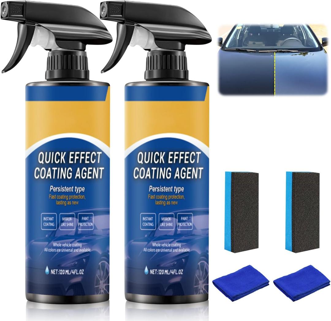2Pcs Advanced Car Quick-Acting Coating Agent Spray, Car Coating Spray, 2025 New Quick Effective Coating Spray,Car Scratch Wax Polish Spray Waterless Wash, Oil Film Emulsion Glass Cleaner