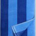 cabanana Large Beach Towel Oversized - Cotton Velour 35 x 70 Inch Blue Striped Terry Pool Towel, Cabana Soft Swimming Towel for Adults Women Men (Blue)