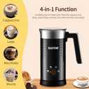 4 in 1 Electric Milk Frother: 10oz/350 mL Large Capacity Electric Milk Steamer for Hot and Cold Milk Froth - Automatic Milk Frother & Warmer for Latte, Cappuccinos, Macchiato, Hot Chocolate