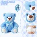 Blueweenly 12 Pack Bear Stuffed Animals Bulk 10 Inch for Baby Shower Decorations Plush Toys Bear Party Favors Table Centerpiece Birthday Christmas Valentine's Gifts (Blue)