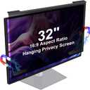 Magnetic Hanging Computer Privacy Screen Filter 32 Inch, Removable Aluminum Alloy Privacy Shield for 16:9 Widescreen Monitor, Anti Spy Anti Scratch Anti Glare Blue Light Screen Protector