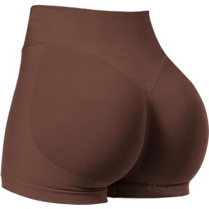 VOYJOY Women Workout Impact Shorts 2.5"/ 3.6"/ 4.5"/ 6" Scrunch Butt Lifting Gym Seamless Booty Biker Shorts (Brown, XS)