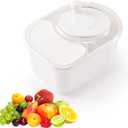 Fruit Cleaner Spinner, Large Fruit Washer Spinner, Fruit Cleaner Spinner with Fruit Washer Bowl and Brush, Vegetable Fruit Spinner Washer,Fruit and Vegetable Scrubber (White)