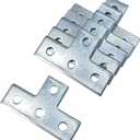4 Hole T Shaped Connector Flat Plate Fitting Bracket Brace Fit for 1/2" Bolt in 1-5/8" Strut Channel, 6 Pack
