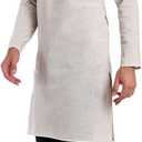 SKAVIJ Mens Handloom Cotton Kurta Long Sleeve Henley Shirt Crewneck Casual T-Shirts (Off White, Large)
