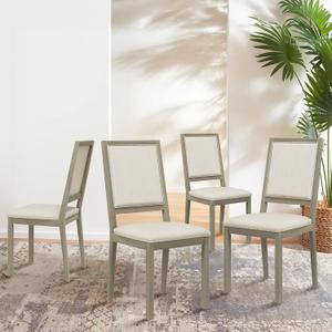 COLAMY Upholstered Wood Dining Chairs Set of 2, Kitchen Dining Chairs with Back, 19 Inch Fabric Farmhouse Dining Room Side Chairs with Wooden Legs for Kitchen Dining Living Room Courtyard, Grey