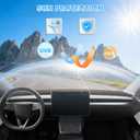 KUST Black Dash Cover Compatible with Tesla Model Y Juniper 2025-2026 (Only fit for Juniper) Dashboard Cover Accessories Polyester Dashboard Mat Custom Fit Center Console Sunshield Protector No Glare