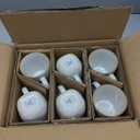 famiware Coffee Mugs Set of 6, Ocean Square 13oz Coffee Cup Set with Handle for Cocoa, Milk, Hot Chocolate, Tea, Water, Stoneware Cups for Kitchen, Microwave and Dishwasher Safe, Cappuccino White