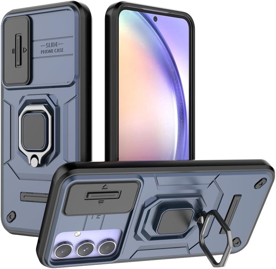 Compatible with Honor 90 Lite Bracket Shell,Compatible with Honor X50i 5G CRT-AN00,with Slide Camera Lens Cover Compatible with Honor 90 Lite 5G CRT-NX1 Case Blue