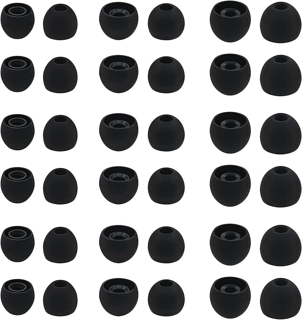 2 x Rqker Eartips Compatible with in-Ear Earbuds with Inner Hole 3.8mm-4.8mm, 18 Pairs S/M/L Sizes Soft Silicone Tips Ear Tips Replacement Earbuds Tips, Compatible with Most in-Ear Earbuds 18 Pairs Black