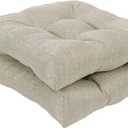 Outdoor Chair Cushions, Outdoor Cushions, Patio Chair Cushions, Indoor Full-Length Ties for Non-Slip Support, Premium Comfortable Thick Fiber, Set of 2 (Beige, 19 x19 Inch)