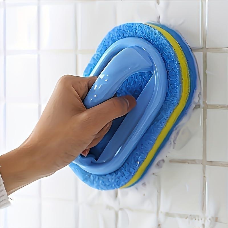 Bathtub Cleaner Brush with Comfortable Handle, Multi-Surface Shower Cleaner & Toilet Brush Cleaner, Ergonomic Grip for Bathroom Cleaning, Tile Grout, Floor Scrubbing Kitchen Brushes (Blue)