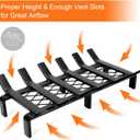 WILLOW WEAVE 17" Fireplace Grate with Ember Retainer, Wood Stove Grate Rack, Heavy Duty Solid Steel 6-Bars Firewood Holder, Non-Assembly Fire Grate for Indoor Hearth Outdoor Firepit - Matt Black