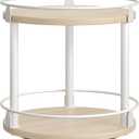 Lazy Susan Organizer, Rotating Spice Rack, 2 Tier Spice Turntable Organizer, Industrial Turntable Spice Holder, for Kitchen Countertop, Compact and Versatile, White and Light Oak SR22WG