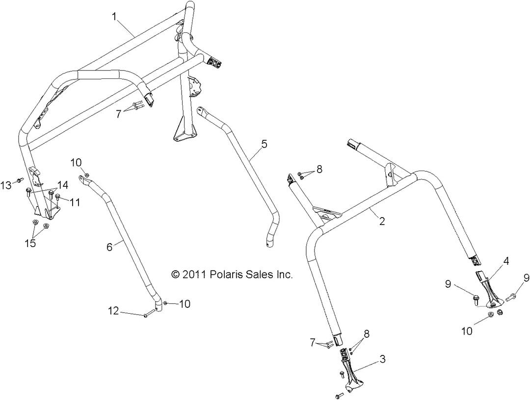Polaris Tube Side Bar, Right, Matte Black, Genuine OEM Part 5336742-458, Qty 1