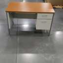 Alera SD4524PC Single Pedestal Steel Desk, Metal Desk, 45-1/4w X 24d X 29-1/2h, Cherry/Putty