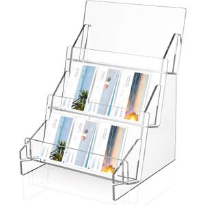 DLUGOPIS 3-Tier Acrylic Greeting Card Display Stand: Greeting Card Organizer, Postcard Display Rack, Retail Display Stand for Vendors Counter
