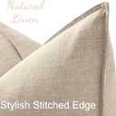 decorUhome Summer Decorative Linen Euro Sham Throw Pillow Covers 22x22 Inch Set of 2 Natural Beige Pillow Covers with Flange Edges Soft Farmhouse Boho Accent Pillow Cases for Couch Bed Living Room