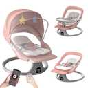Electric Baby Swing for Infants 0-12 Months - 5 Sway Speeds, 3 Timer Settings, 8 Lullabies, Adapter & Battery Operated, Detachable Dinner Plate