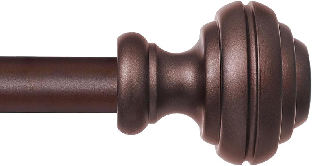 Bronze Curtain Rods for Windows 48-84 inch,3/4 inch Heavy Duty Adjustable Decorative Curtain Rod with Modern Finials,Window Rods for Bedroom, Living Room,Patio and Kitchen