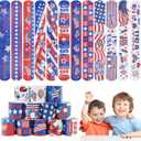 4th of July Party Favors Slap Bracelets for Kids 36PCS Red White and Blue American Flag Patriotic Snap Bracelet Bulk Independence Day Party Supplies Fourth of July Kids Toys Gifts Classroom Prizes