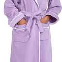 Bathrobe for Women, 100% Cotton Spa Robe, OEKO-TEX, Terry Velour, Knee Length (Runs Small, Size Up) (Large, Lavender Purple)
