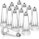 Yopay 12 Pieces Salt and Pepper Shaker Set, 1 oz Tower Glass Body Mini Restaurant Shakers with Stainless Steel Lids, Clear Curved Design