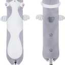 Yeqivo Soft Cat Plush Pillow, Grey Long Cat Stuffed Animals Soft Long Kitten Plushies Kawaii Cat Stuffed Plush Toy for Kids Girlfriend(50cm/19.6inch)