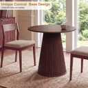 Small Round Table for 2-4, 31.5" Fluted Dinner Table with Pedestal Base, Space-Saving Circle Table for Apartment, Restaurant, Kitchen