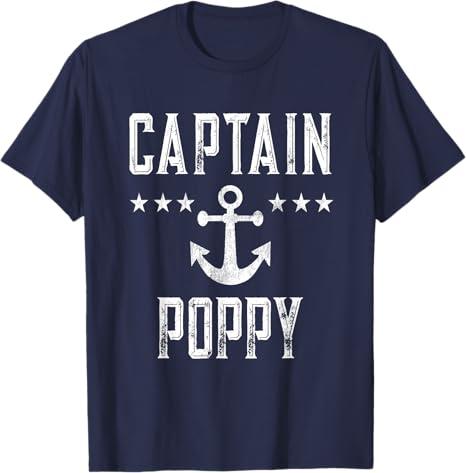 Vintage Captain Poppy - Personalized Family Cruise Boating T-Shirt