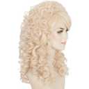 Miss U Hair 60s Long Curly Blonde Beehive Wig for Women 80s Vintage Costume Wig with Bangs for Halloween Party
